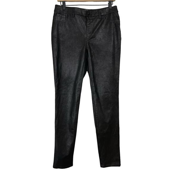 Chico's Women's Black Faux Suede Skinny Leg Knit Pull On Pants - Size 0 (Small) - Picture 2 of 8